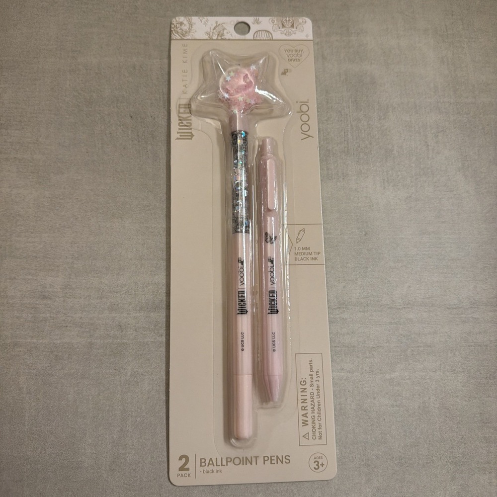 Glinda wand Yoobi Wicked Glitter Tube Ballpoint Pens Glitter 2 Pack
